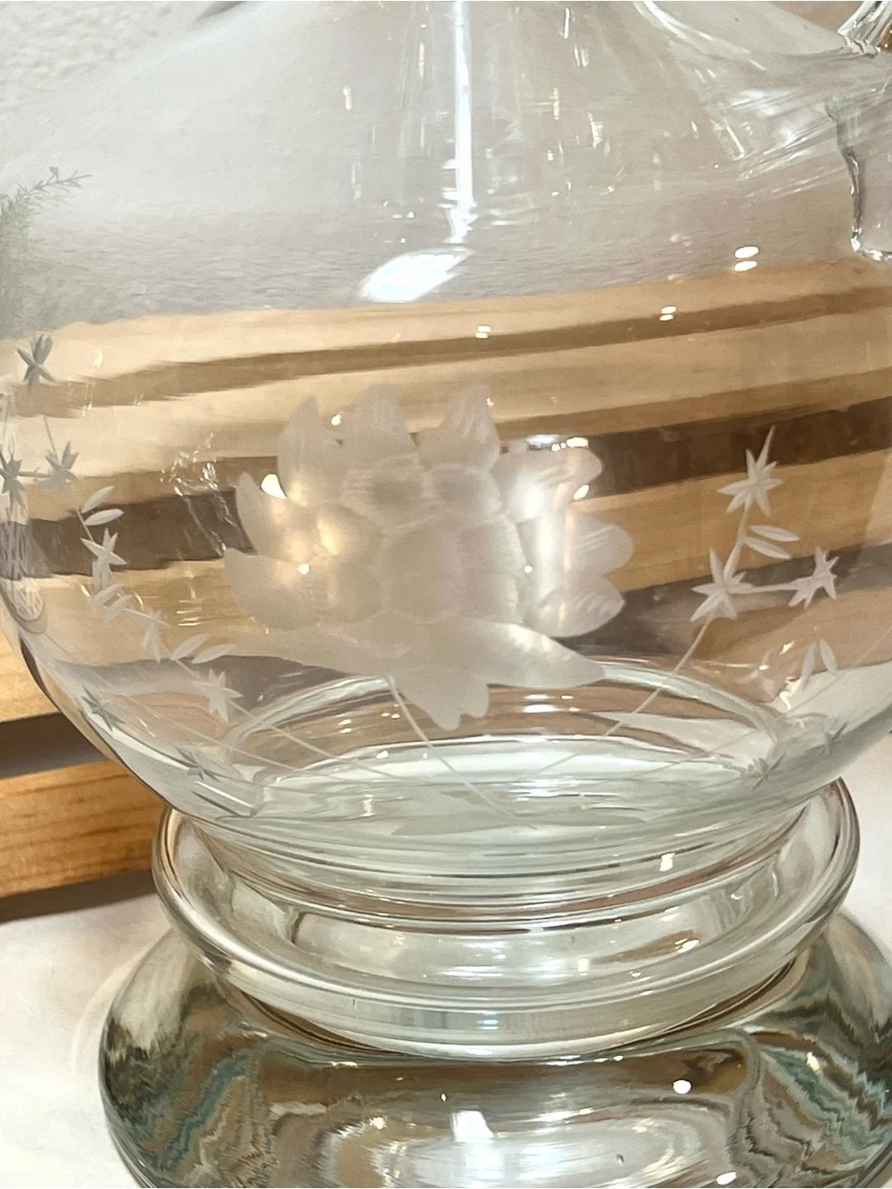 Toscany Vintage Hand-Blown Etched Glass Decanter w Globe Stopper | EUC | HEAVY